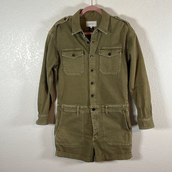 Current Elliot Green Denim Boiler Work Wear Jumpsuit Button Down Size 2 - Picture 2 of 8